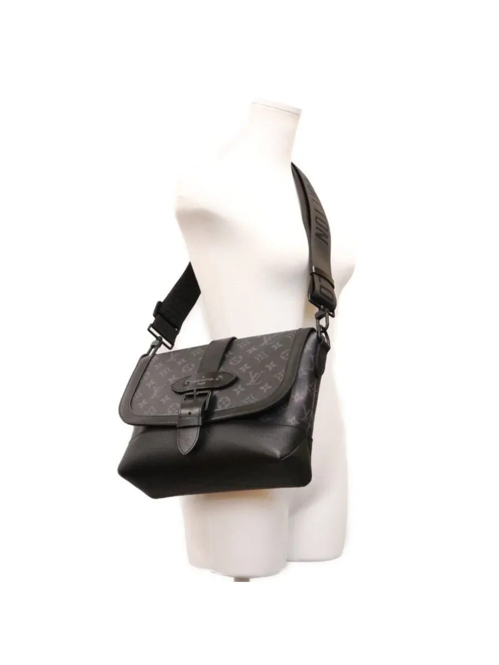 Louis Vuitton Monogram Eclipse Saumur Messenger Shoulder Bag